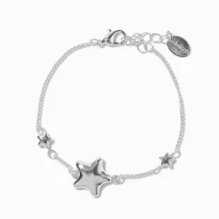 Claire's Bracelets-Bracelet étoile bombée couleur argentée