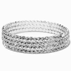 Claire's Bracelets-Bracelet torsadé strass en serti clos couleur argentée