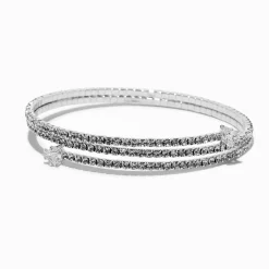 Claire's Bracelets-Bracelet torsadé strass en serti clos couleur argentée