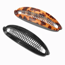 Claire's Barrettes Et Pinces-Brown & Black Tortoiseshell Banana Clip Hair Claws - 2 Pack