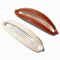 Claire's Barrettes Et Pinces-Brown & Ivory Banana Clip Hair Claws - 2 Pack