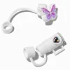 Claire's Gourdes Et Tasses-Caches pour pailles, tasse blanche et papillon violet - Lot de 2