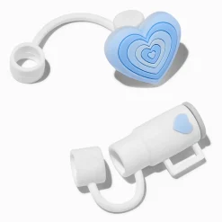 Claire's Gourdes Et Tasses-Caches pour pailles, tasse blanche et cœur bleu - Lot de 2