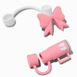Claire's Gourdes Et Tasses-Caches pour pailles, tasse et nœud rose - Lot de 2