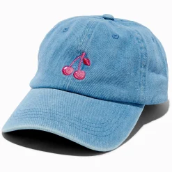 Claire's Chapeaux Et Casquettes-Casquette de baseball en jean avec cerises brodées