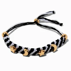 Claire's Bracelets-Celestial Black & White Woven Adjustable Bracelet