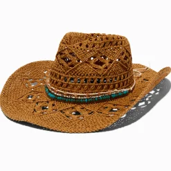 Claire's Chapeaux Et Casquettes-Chapeau de cowboy perlé turquoise d'imitation cowgirl