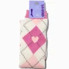 Claire's Chaussettes Et Collants|Temps Froid-Chaussettes montantes à motif argyle cœur roses - 1 paire