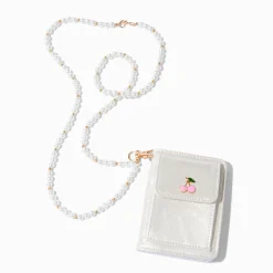 Claire's Portefeuilles-Cherry Emblem Wallet with Beaded Lanyard