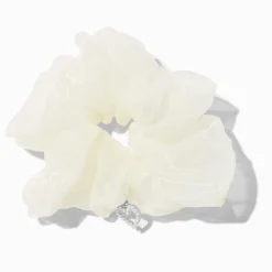 Claire's Chouchous-Chouchou à breloque cœur en organza blanc