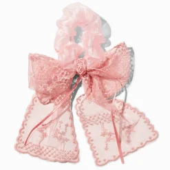 Claire's Noeuds Pour Cheveux|Chouchous-Chouchou à nœud dentelle rose tendre