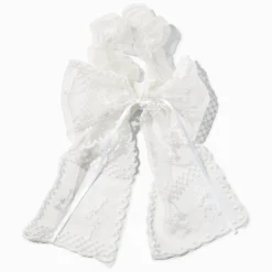 Claire's Noeuds Pour Cheveux-Chouchou à nœud en dentelle blanc