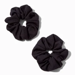 Claire's Chouchous-Chouchous côtelés noirs - Lot de 2