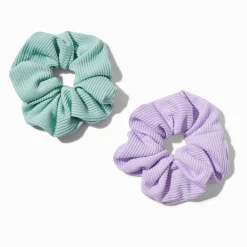 Claire's Chouchous-Chouchous côtelés violets et verts - Lot de 2