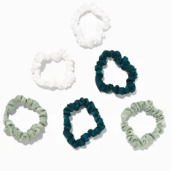 Claire's Élastiques|Chouchous-Chouchous fins soyeux aux nuances de vert - Lot de 6