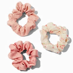 Claire's Chouchous-Chouchous floraux en organza roses - Lot de 3