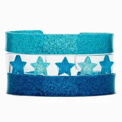 Claire's Bracelets-Claire's Club Blue Star Bangle Bracelets - 3 Pack