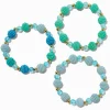 Claire's Bracelets-Claire's Club Green & Blue Textured Beaded Stretch Bracelets - 3 Pack