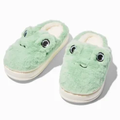 Claire's Chaussettes Et Collants|Temps Froid-Claire's Club Green Frog Plush Slippers