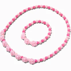 Claire's Parures De Bijoux-Claire's Club Pink Rose Beaded Jewellery Set - 2 Pack