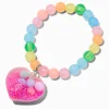 Claire's Bracelets-Claire's Club Rainbow Water-Filled Glitter Heart Stretch Bracelet