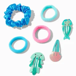 Claire's Noeuds Pour Cheveux|Élastiques-Claire's Club Sea Icons Mixed Hair Ties & Snap Clips - 7 Pack