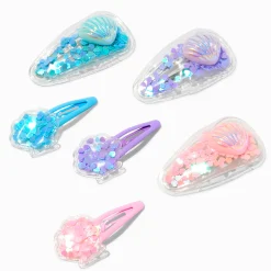 Claire's Barrettes Et Pinces-Claire's Club Seashell Shaker Snap Hair Clips - 6 Pack