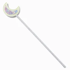 Claire's Déguisements-Claire's Club Silver Crescent Moon Glow in the Dark Wand