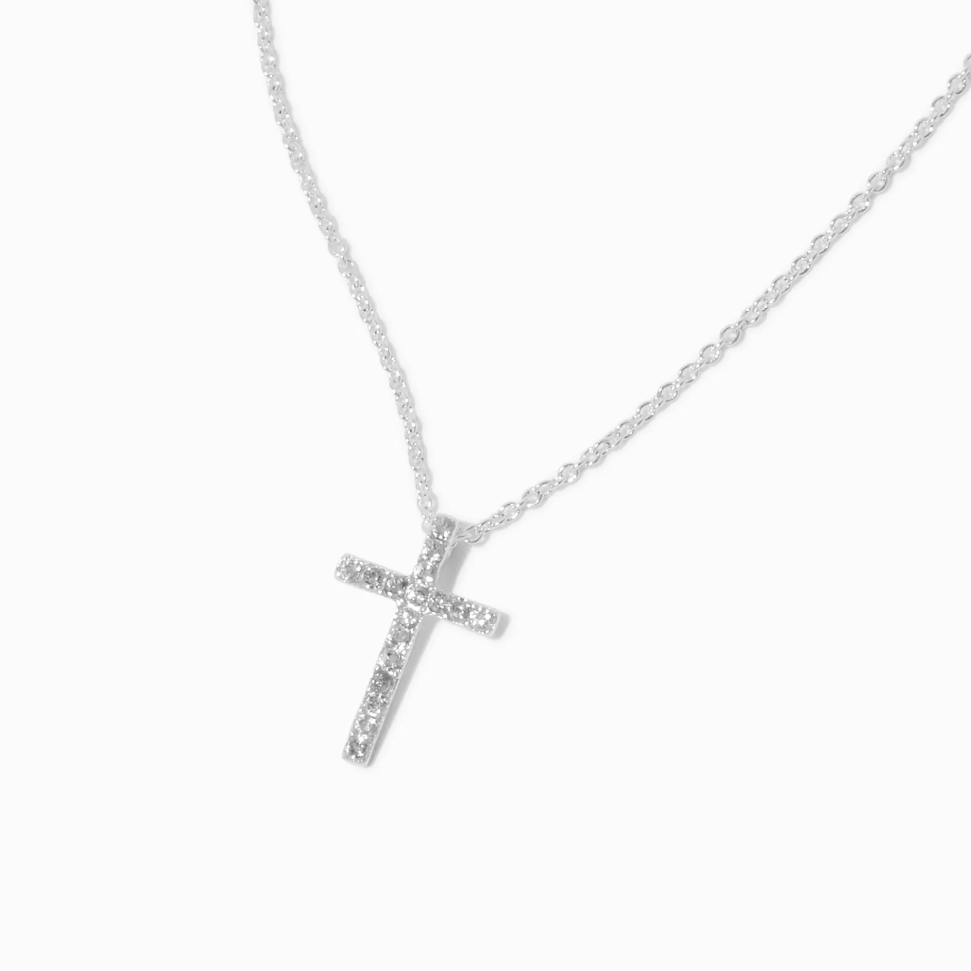 Claire's Colliers-Claire's Club Special Occasion Silver-tone Cross Pendant Necklace