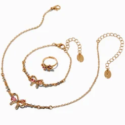 Claire's Parures De Bijoux-Claire's Club Special Occasion Bow Gold-tone Jewellery Set - 3 Pack