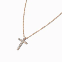 Claire's Colliers-Claire's Club Special Occasion Gold-tone Cross Pendant Necklace