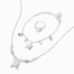 Claire's Parures De Bijoux-Claire's Club Special Occasion White Rose Silver-tone Jewellery Set - 3 Pack