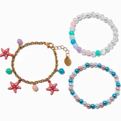 Claire's Bracelets-Claire's Club Starfish Charm & Beaded Bracelet Set - 3 Pack