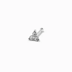 Claire's Bijoux Premium|Bijoux De Piercing-Clou de nez 0,6 mm avec trois strass sphériques couleur argentée