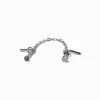 Claire's Bijoux Premium|Bijoux De Piercing-Clou de nez 0,8 mm double chaîne en acier inoxydable couleur argentée