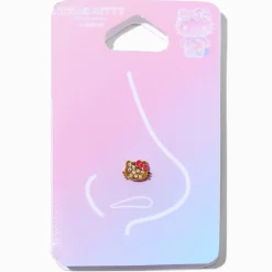 Claire's Bijoux Premium|Bijoux De Piercing-Clou de nez 1,2 mm visage décoré en acier inoxydable couleur dorée en exclusivité chez Claire's Hello Kitty®