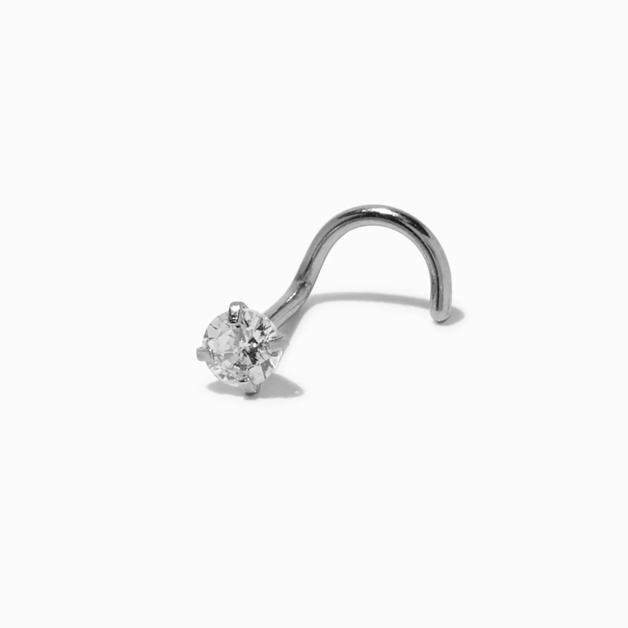 Claire's Bijoux De Piercing|Clous D'oreilles-Clou de nez non fileté avec zircon cubique 0,8 mm en acier inoxydable couleur argentée