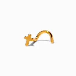 Claire's Bijoux De Piercing-Clou pour piercing de nez 1,0 mm croix en titane et couleur dorée