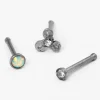 Claire's Bijoux De Piercing-Clous de nez en acier inoxydable avec strass - Lot de 3