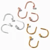 Claire's Bijoux De Piercing-Clous de nez 0,6 mm en forme de U avec motifs boules, cœurs, étoiles en couleur argentée et métaux mixtes - Lot de 9