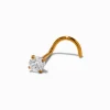 Claire's Bijoux De Piercing-Clous de nez 0,8 mm non filetés avec zircon cubique en acier inoxydable couleur dorée