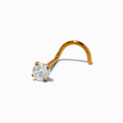 Claire's Bijoux De Piercing-Clous de nez 0,8 mm non filetés avec zircon cubique en acier inoxydable couleur dorée