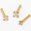 Claire's Clous D'oreilles|Bijoux Premium-Clous de nez à tailles progressives 0,8 mm avec zircon cubique en titane couleur dorée - Lot de 3