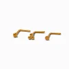 Claire's Bijoux De Piercing-Clous de nez variés 0,8 mm en titane couleur dorée - Lot de 3