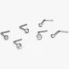 Claire's Bijoux Premium|Bijoux De Piercing-Clous de piercing de nez 0,8 mm de différentes tailles couleur titanée - Lot de 6