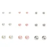 Claire's Clous D'oreilles-Clous d’oreille de différentes tailles avec perles d'imitation couleur argenté - Lot de 9