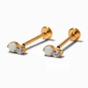 Claire's Clous D'oreilles|Bijoux Premium-Clous d’oreilles à arrière plat en zircon cubique, en opale d'imitation et en titane couleur dorée C LUXE by Claire’s