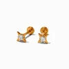 Claire's Clous D'oreilles|Bijoux Premium-Clous d’oreilles à arrière plat étoile rayonnante zircon cubique titane couleur dorée C LUXE by Claire’s