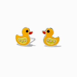 Claire's Clous D'oreilles|Bijoux Premium-Clous d’oreilles canard strass couleur argentée C LUXE by Claire's