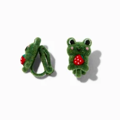 Claire's Clips Et Autocollants-Clous d’oreilles à clip grenouilles vertes duveteuses
